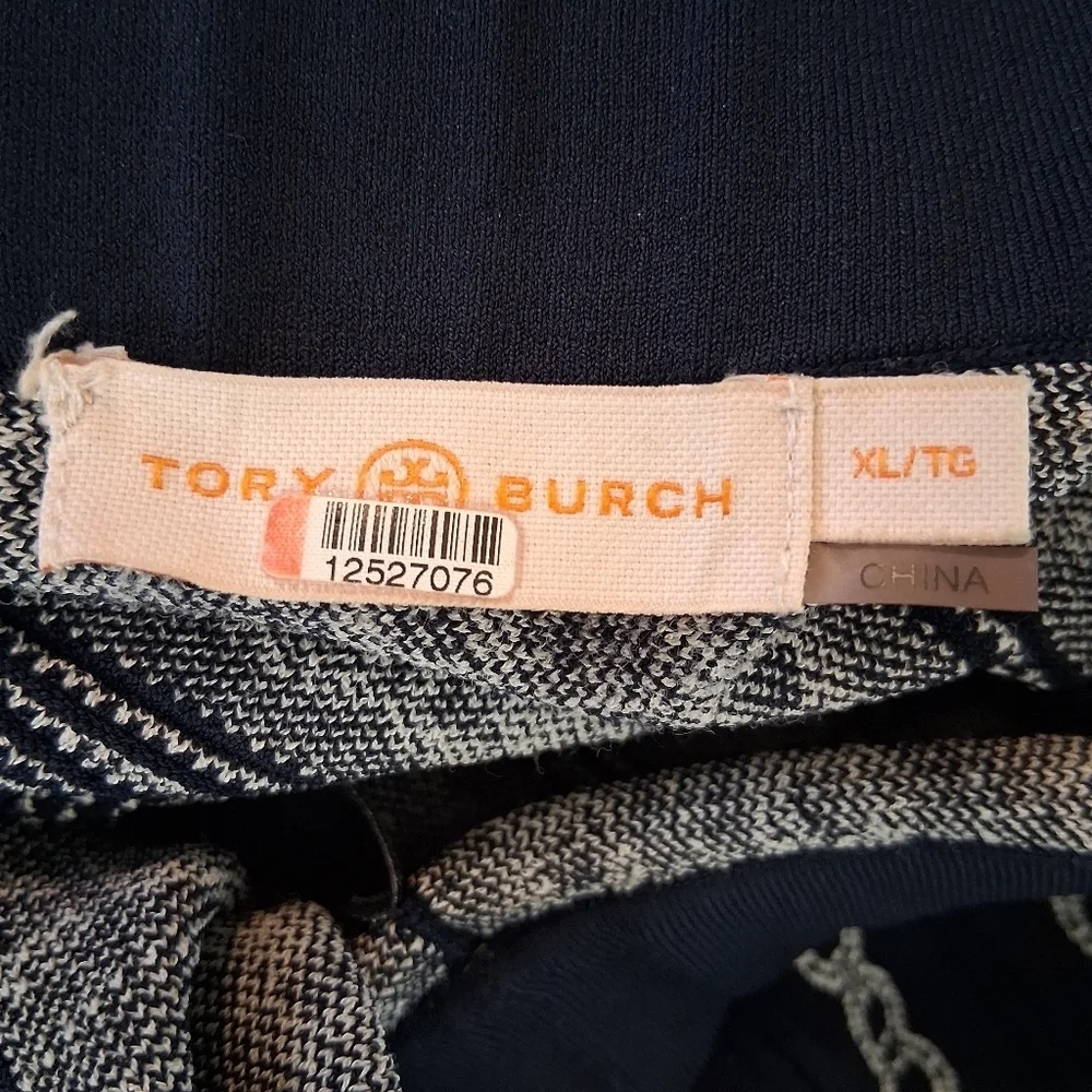 Tory Burch Gemini Link Jacquard Navy Blue Skirt Size XL